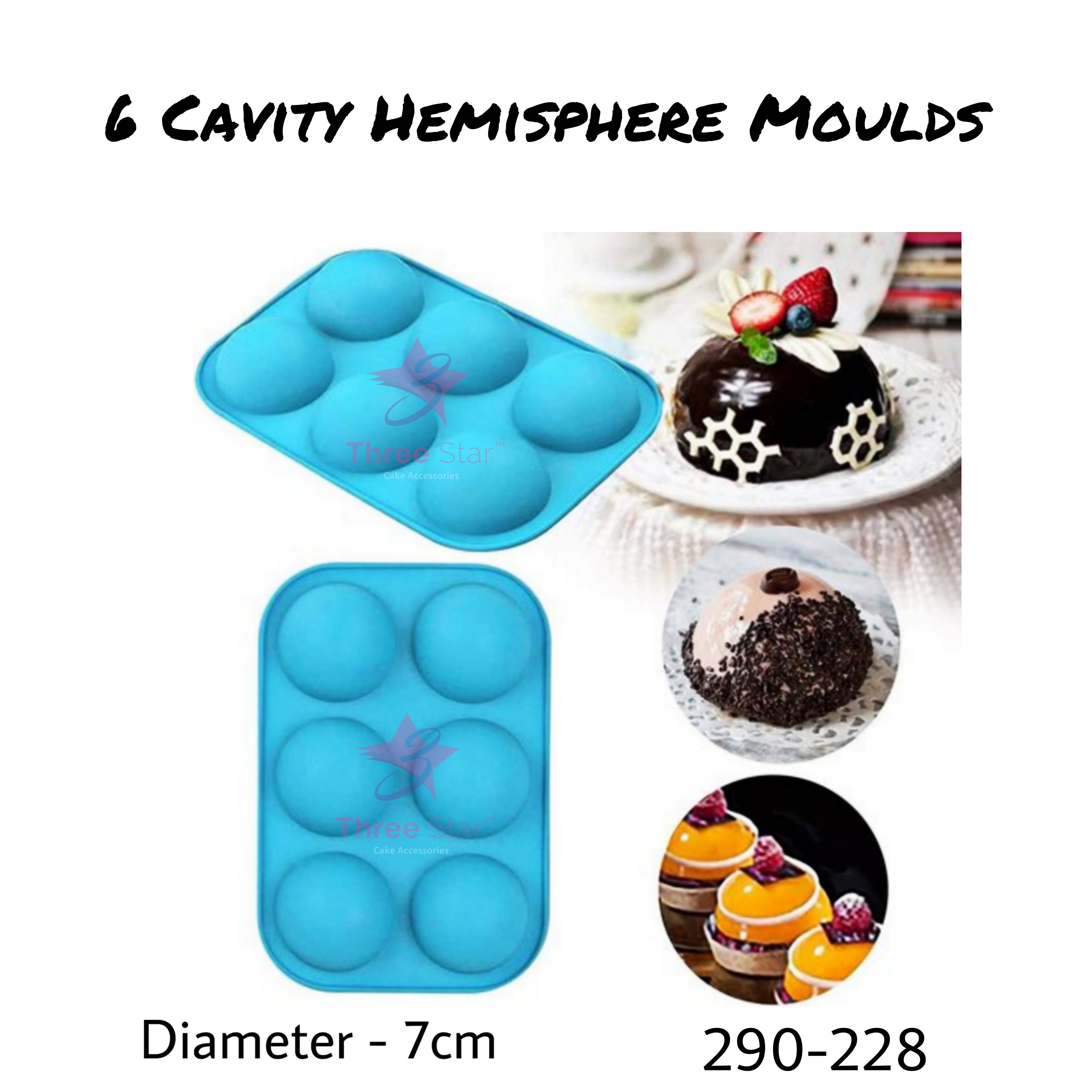 6 cavity Hemisphere Mould 228