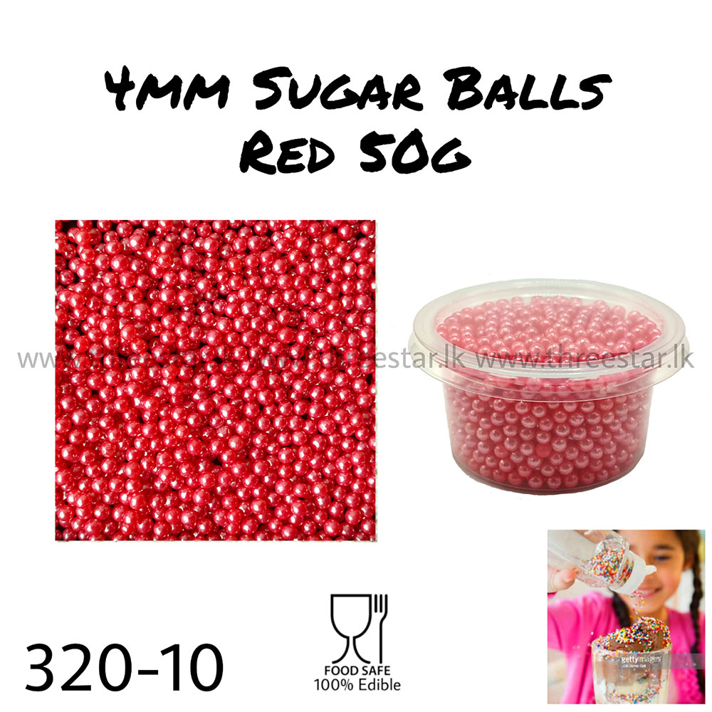 4mm Sugar balls Red 50g