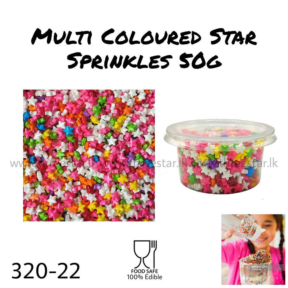 Multi Coloured Star Sprinkles 50g