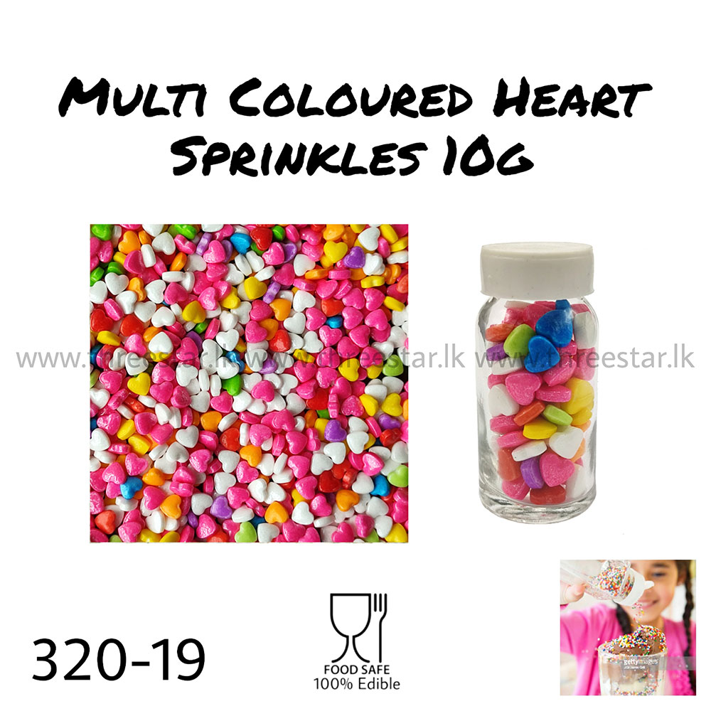Multi Coloured Heart Sprinkles 10g