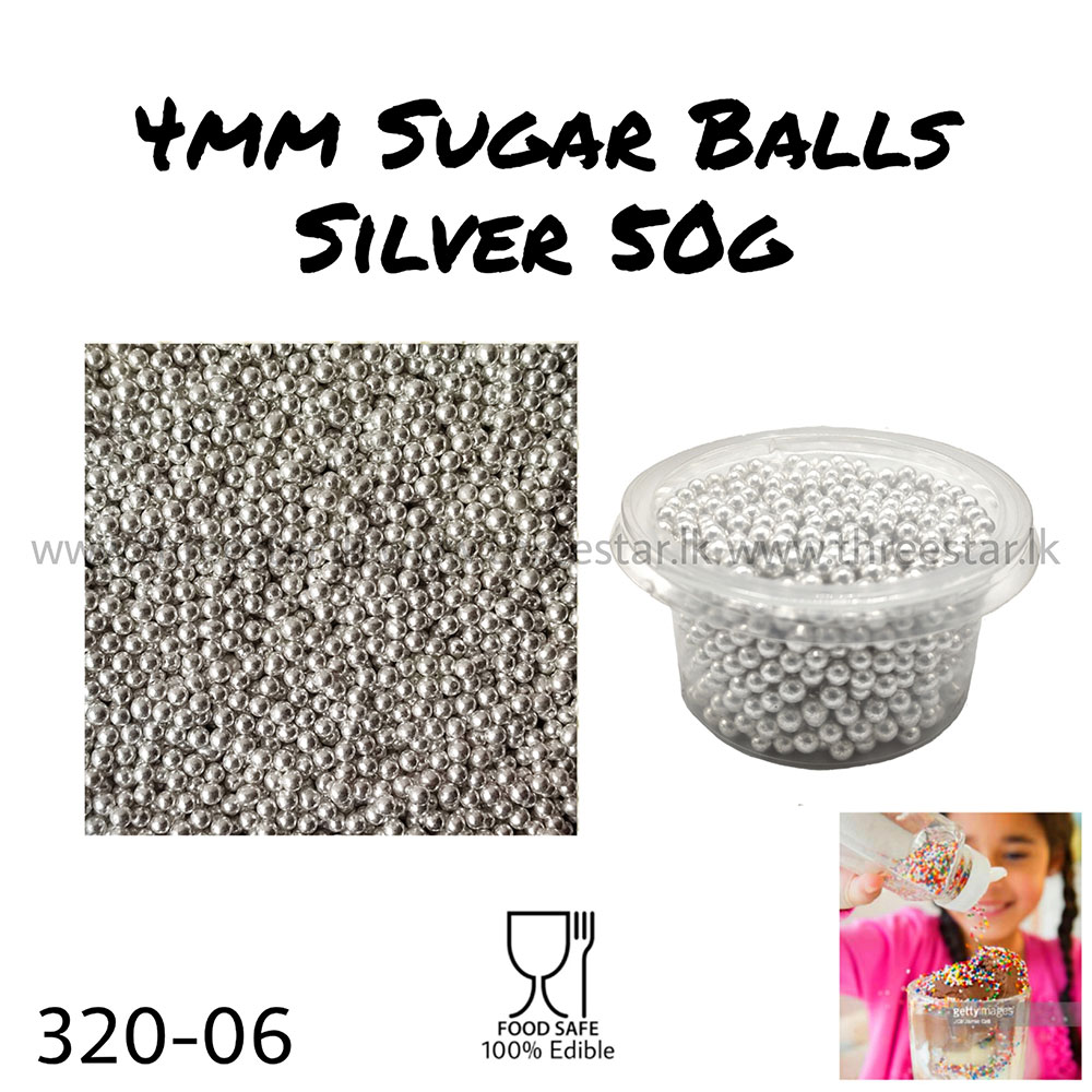 4mm Sugar balls Silver 50g