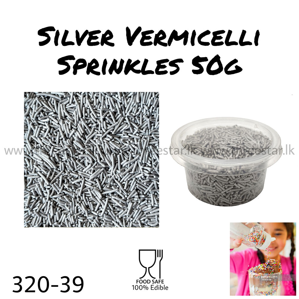 Silver Vermicilli Sprinkles 50g