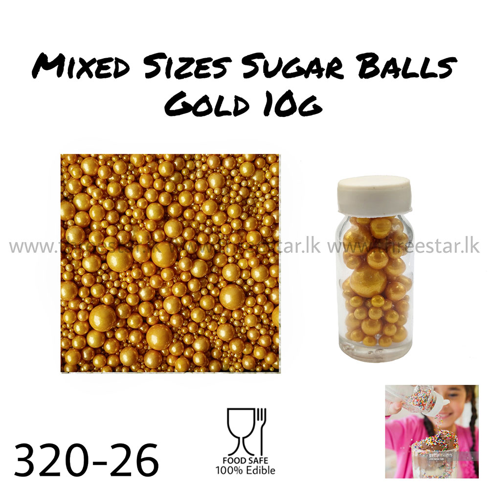 Mixed sizes Gold Sugar Balls 10g