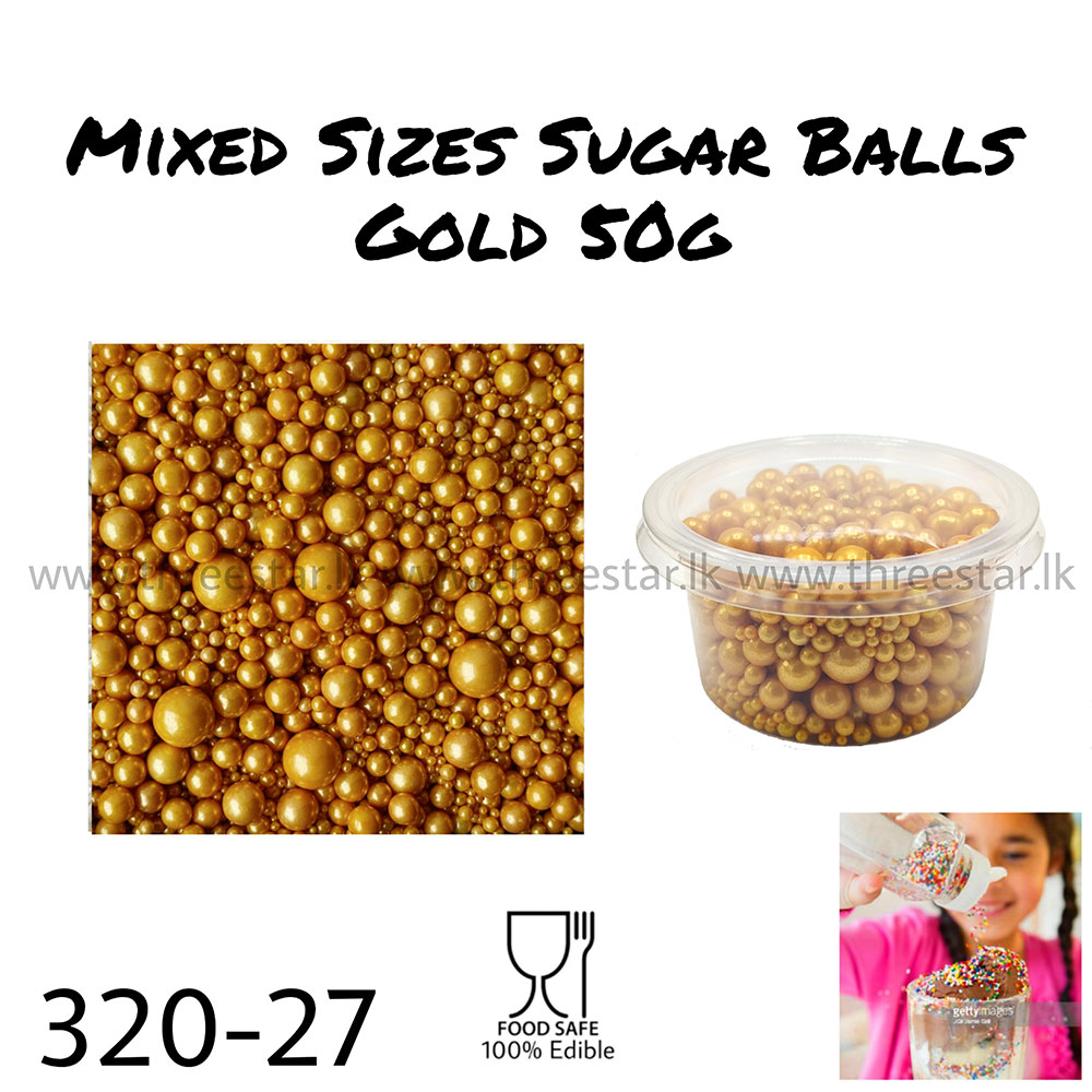 Mixed sizes Gold Sugar Balls 50g