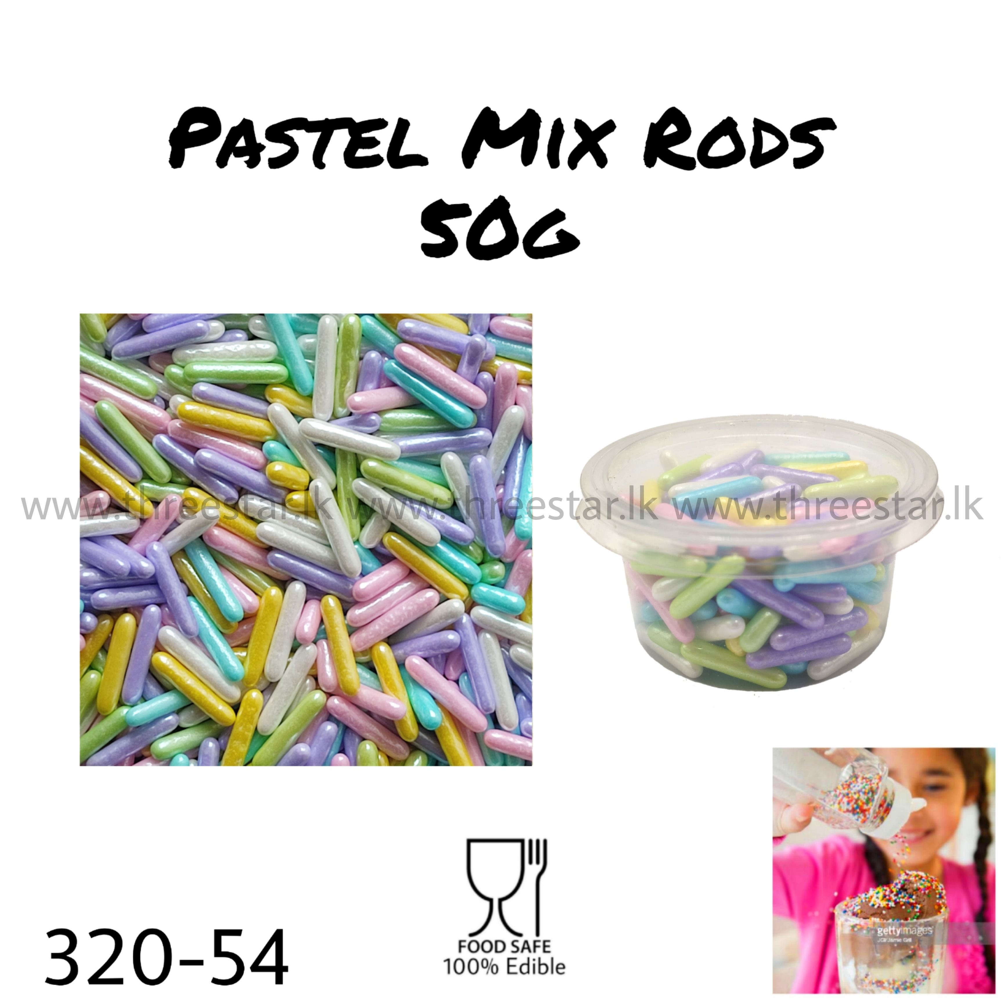 2cm Pastel Mix Rods 10g