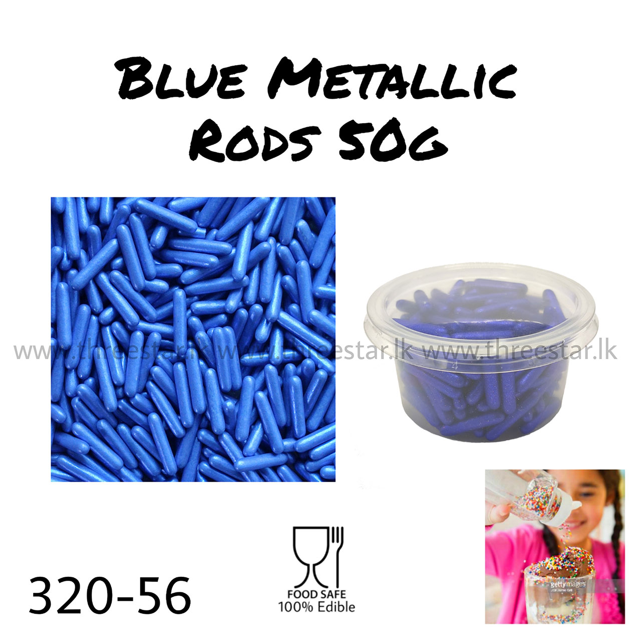 2cm Blue Metallic Rods 50g