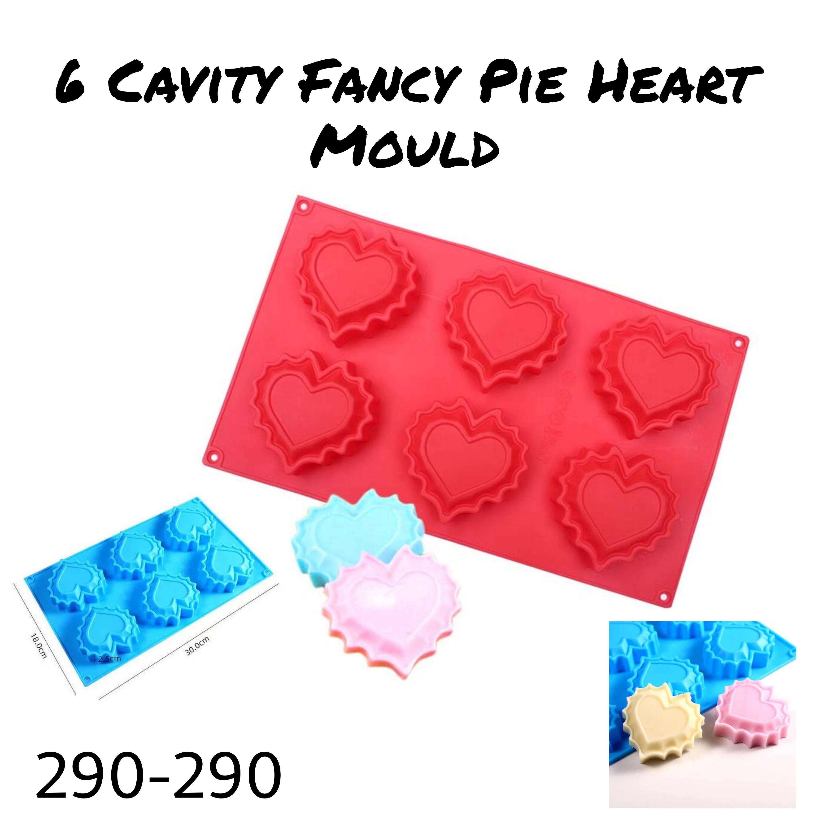 6 Cavity Fancy Pie Heart Mould 290