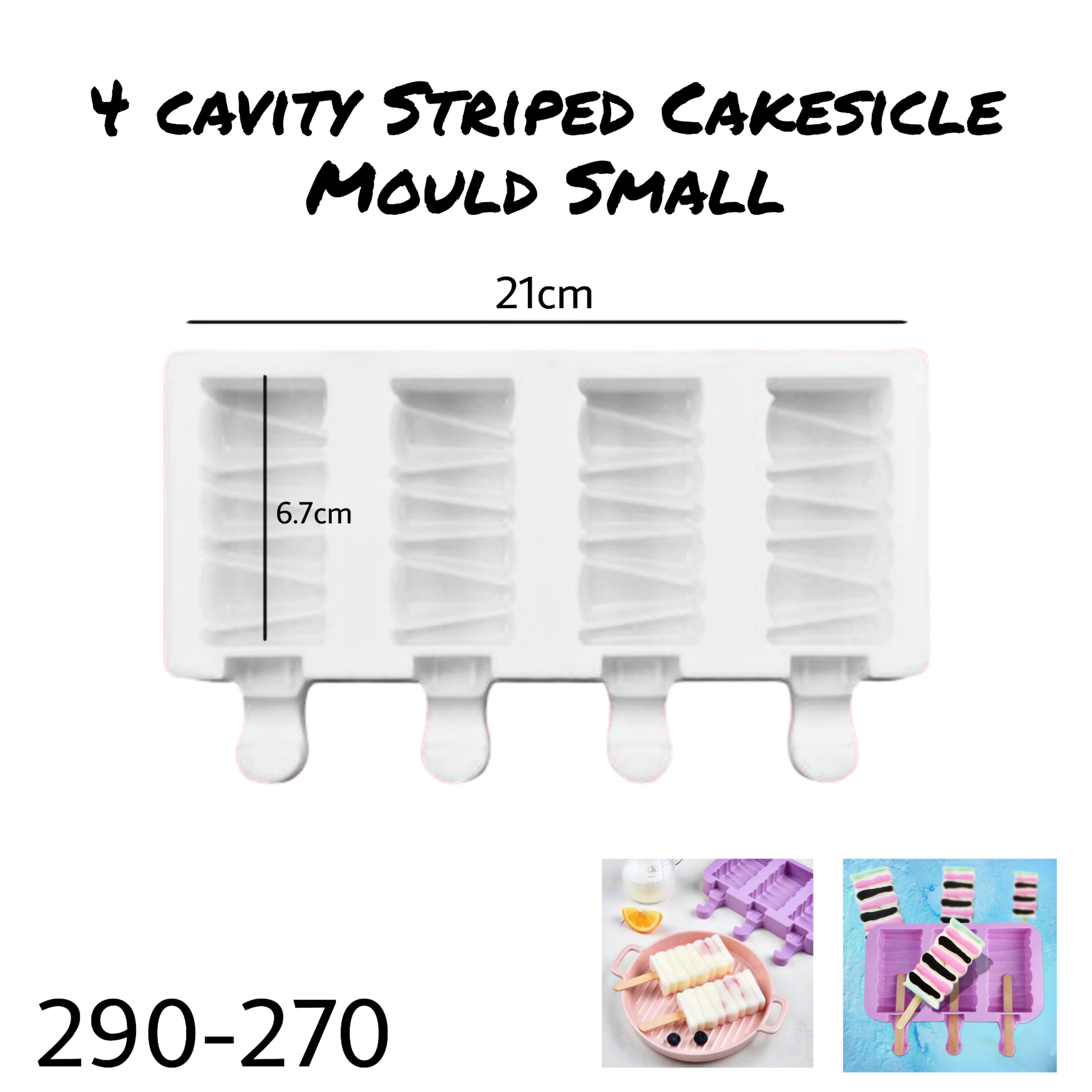 4 Cavity Striped Cakesicle Mould 270
