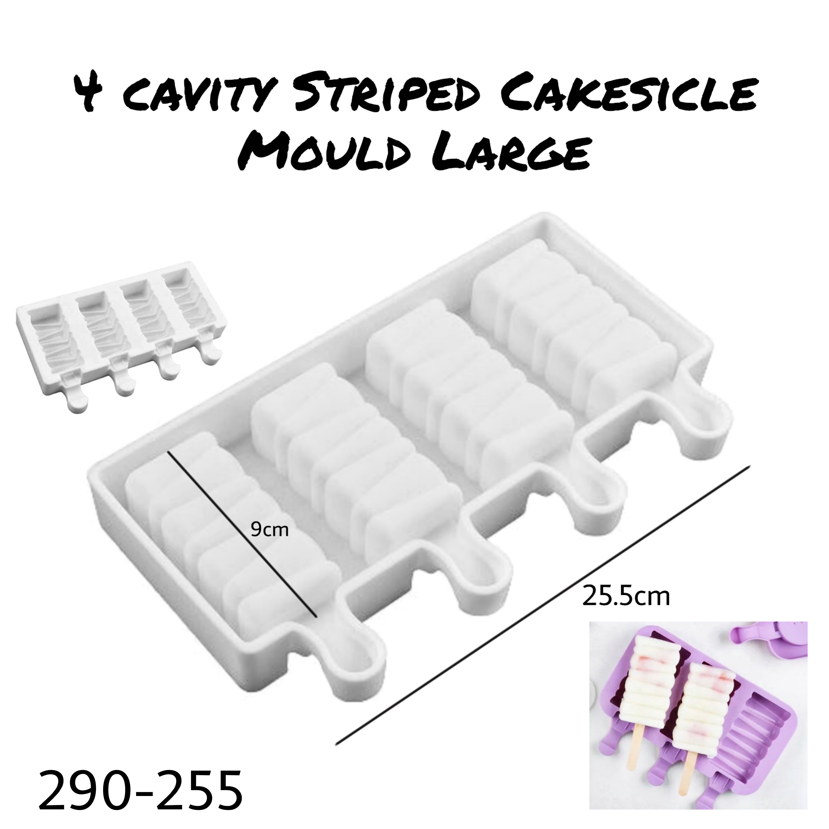 4 Cavity Striped Cakesicle Mould 255