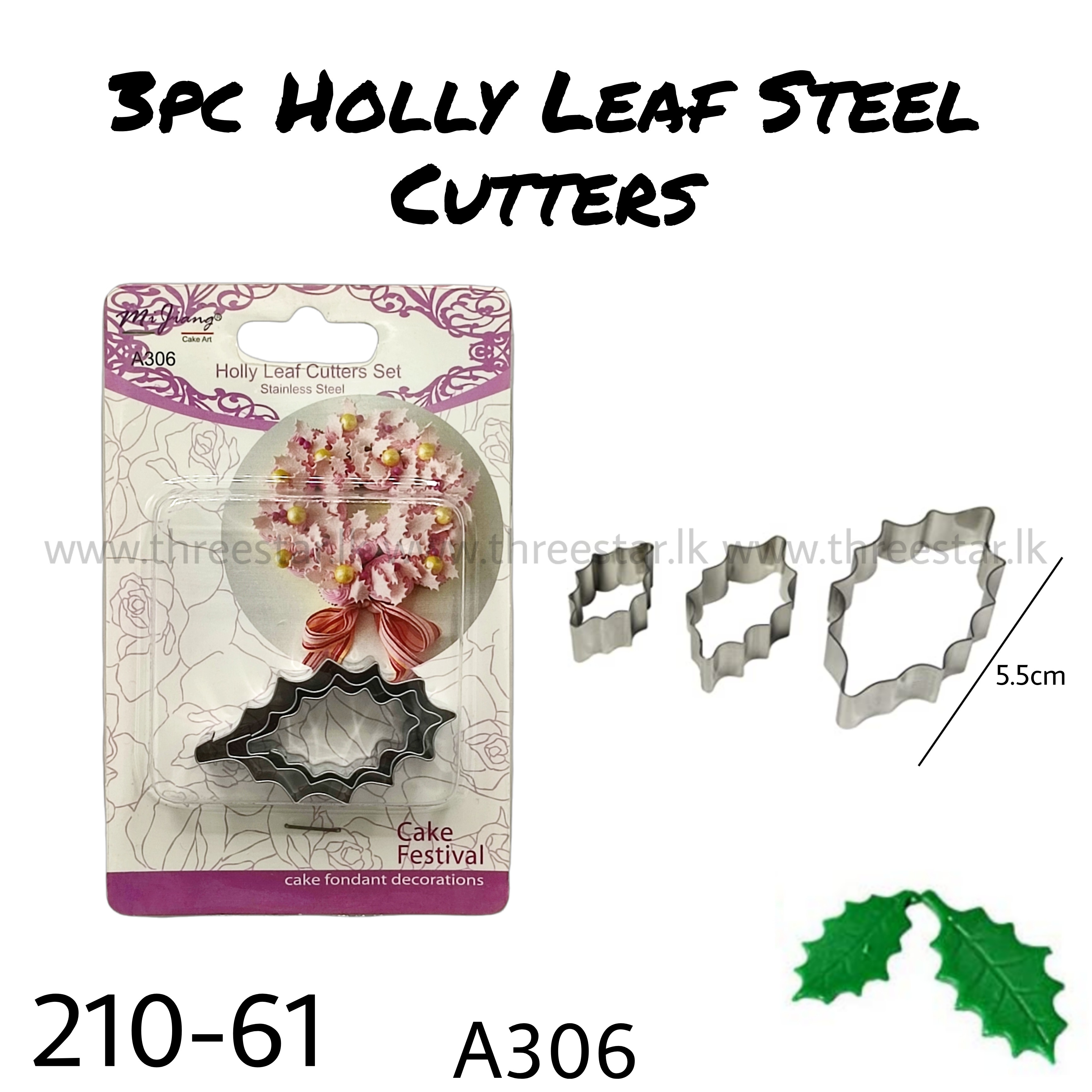 3pc Holly Leaf Cutter