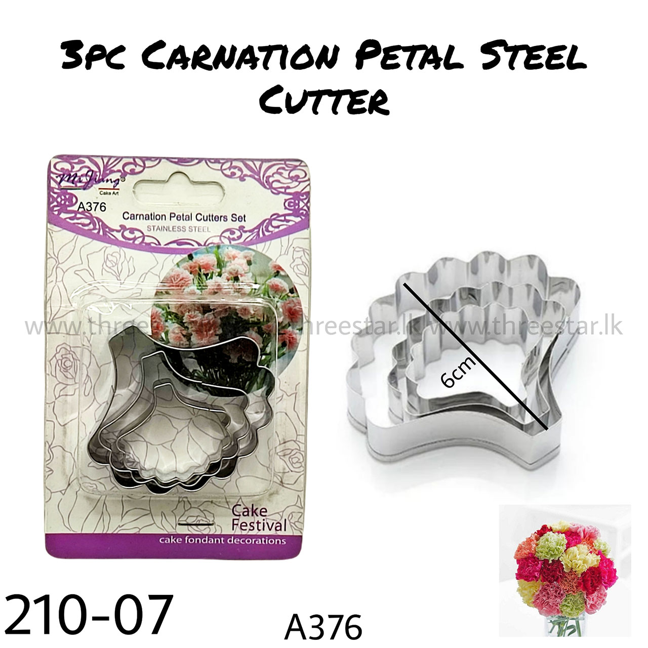 3pc Carnation Petal Steel Cutter