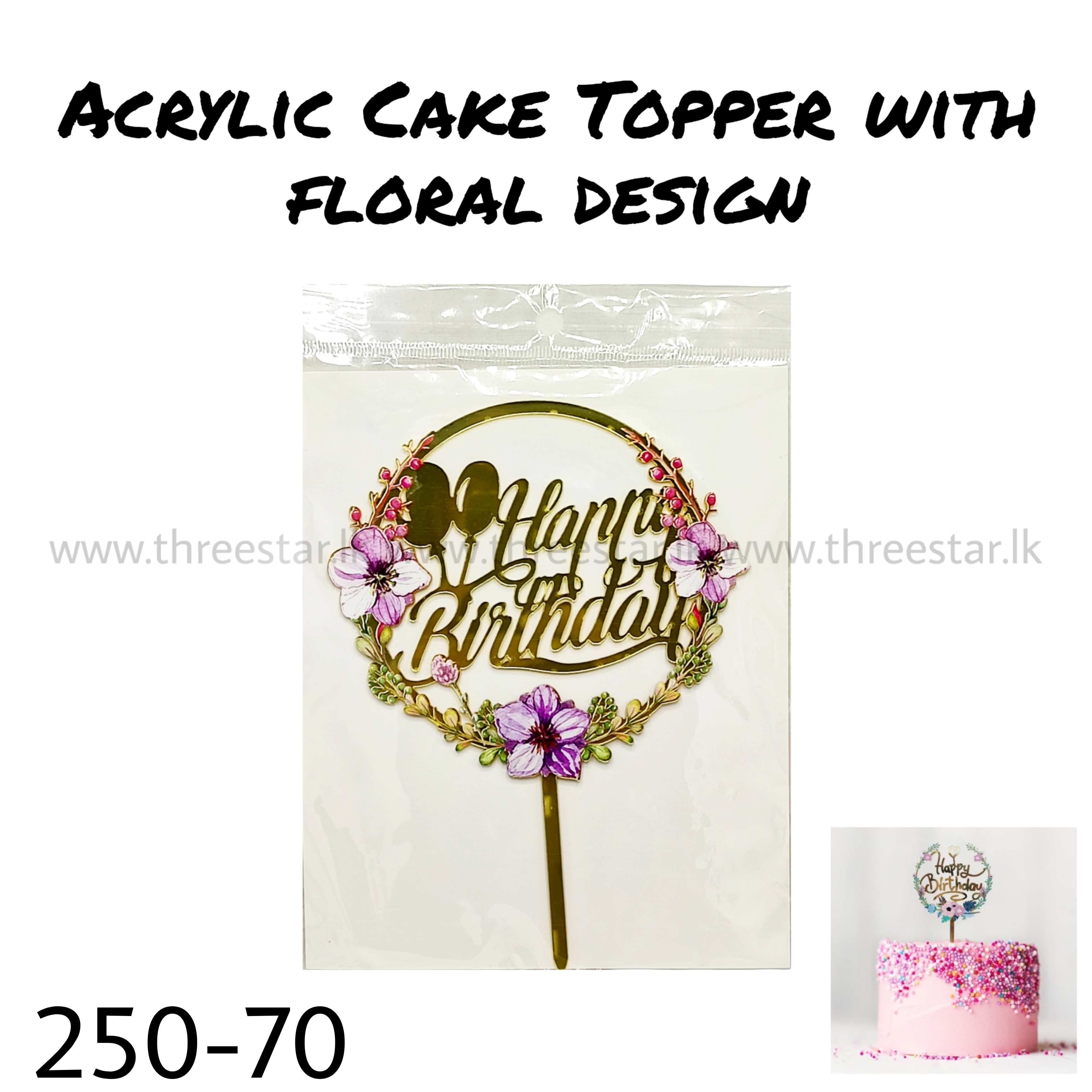 Acrylic Cake Topper with Floral Design 70