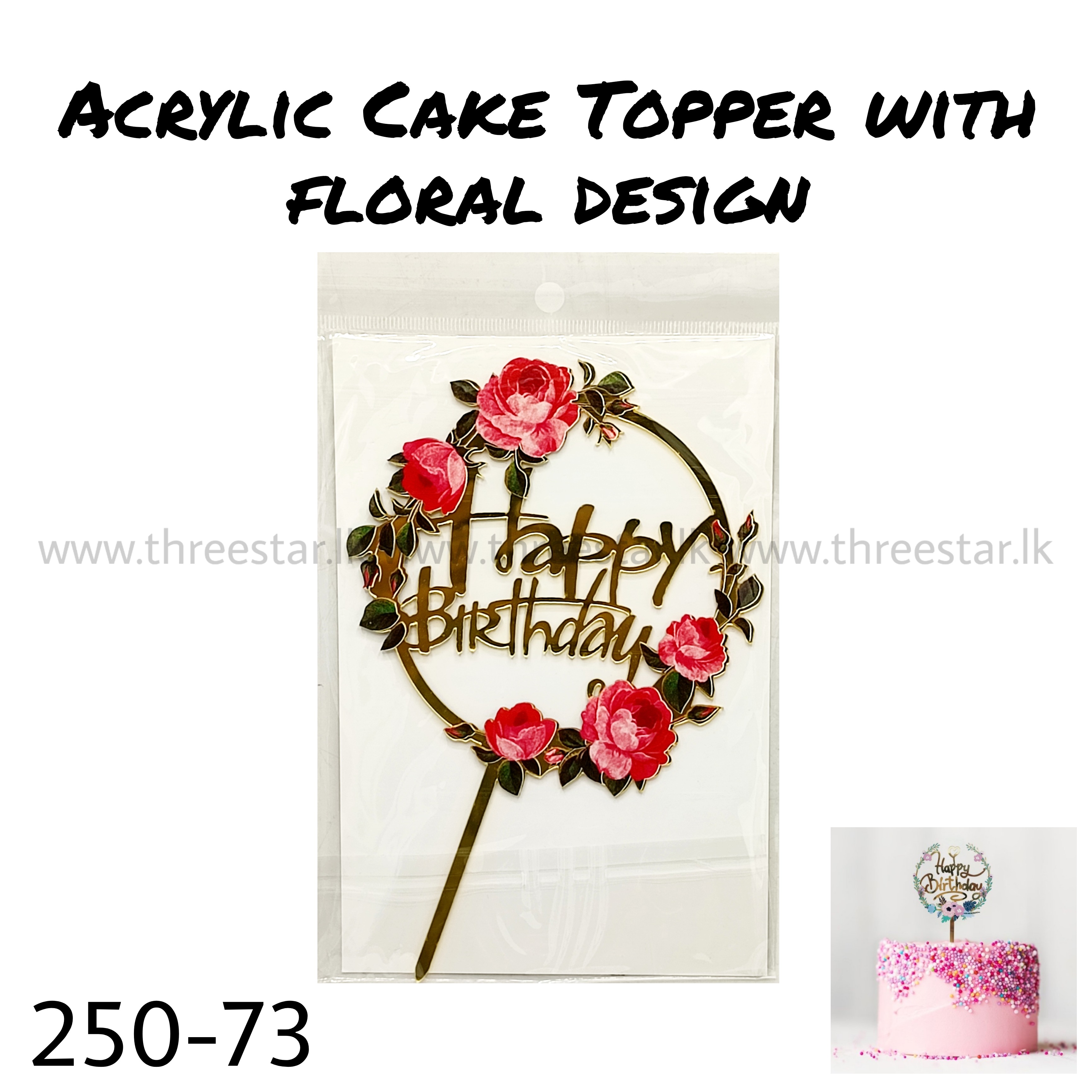 Acrylic Cake Topper with Floral Design 73