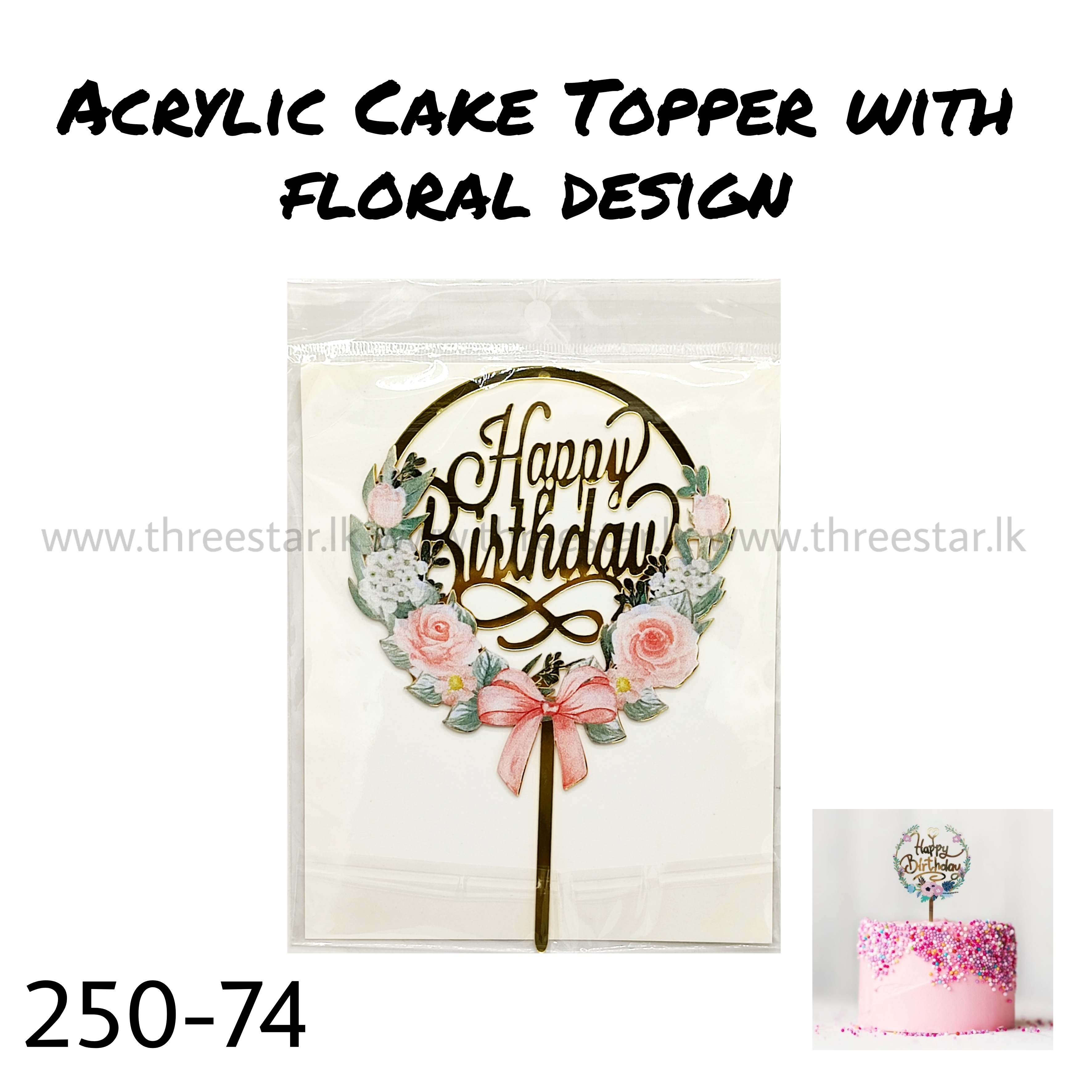 Acrylic Cake Topper with Floral Design 74