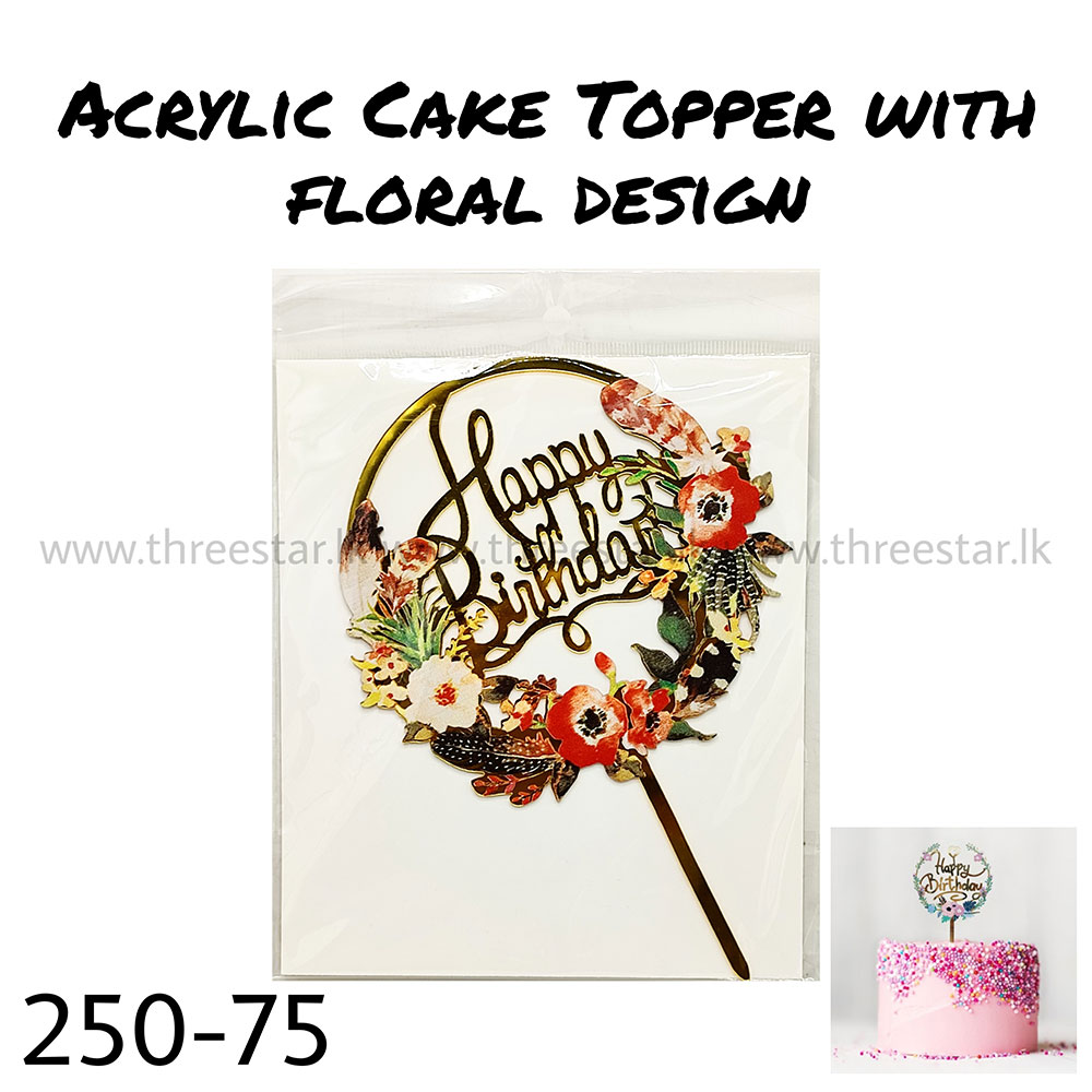 Acrylic Cake Topper with Floral Design 75
