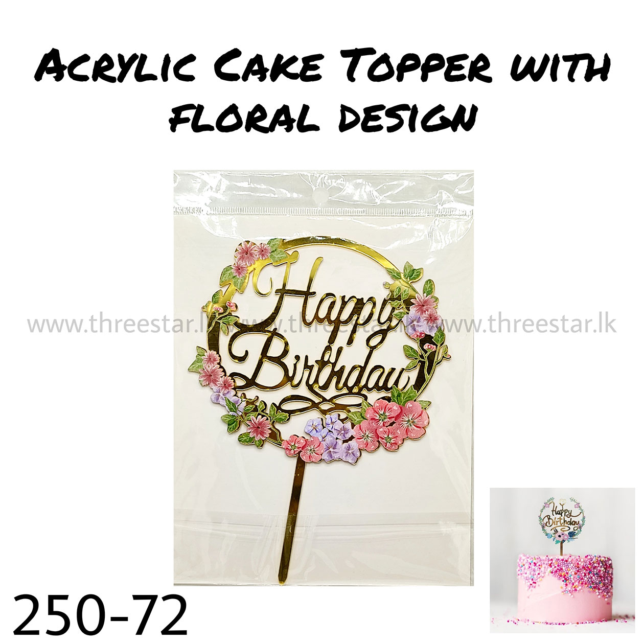 Acrylic Cake Topper with Floral Design 72