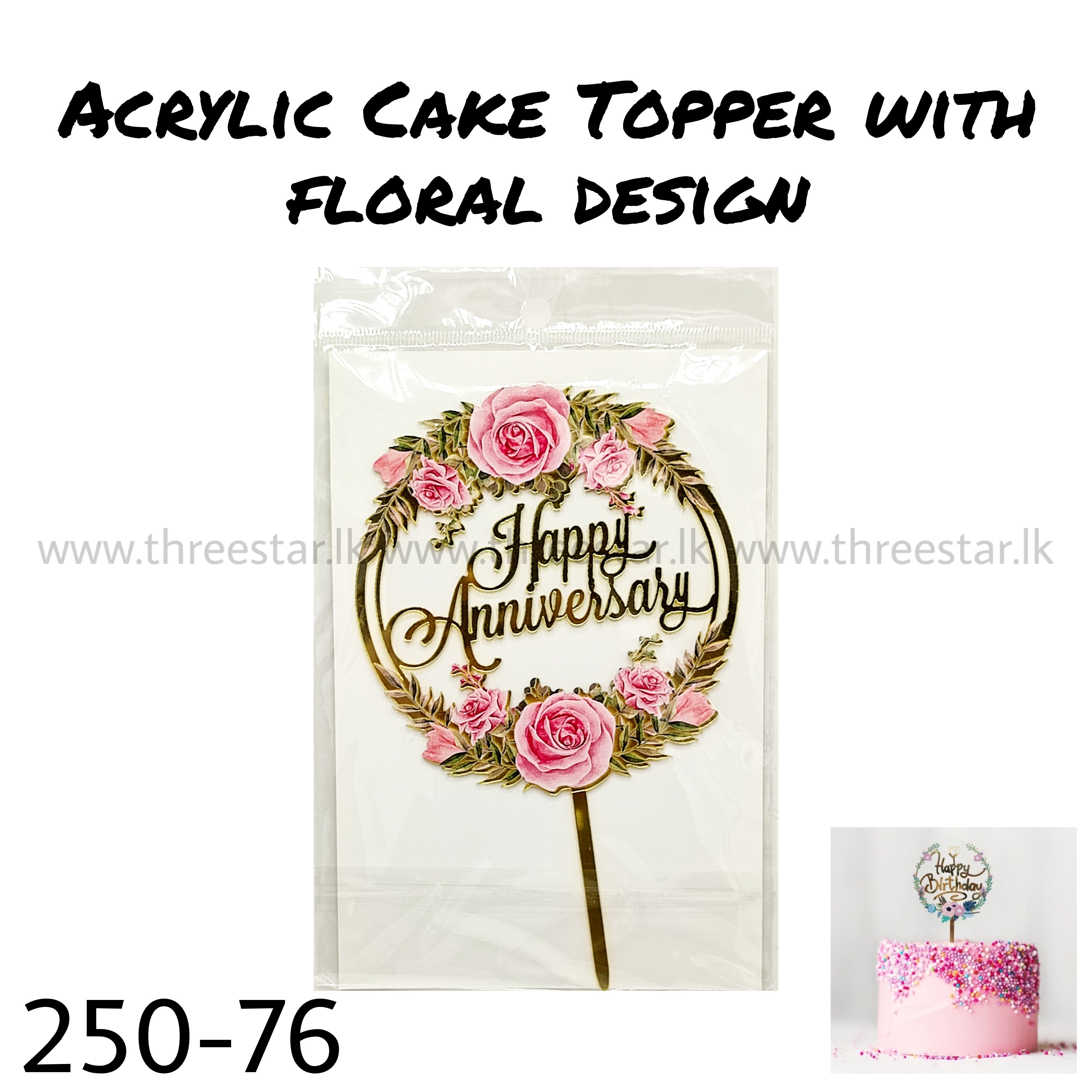 Acrylic Cake Topper with Floral Design 76