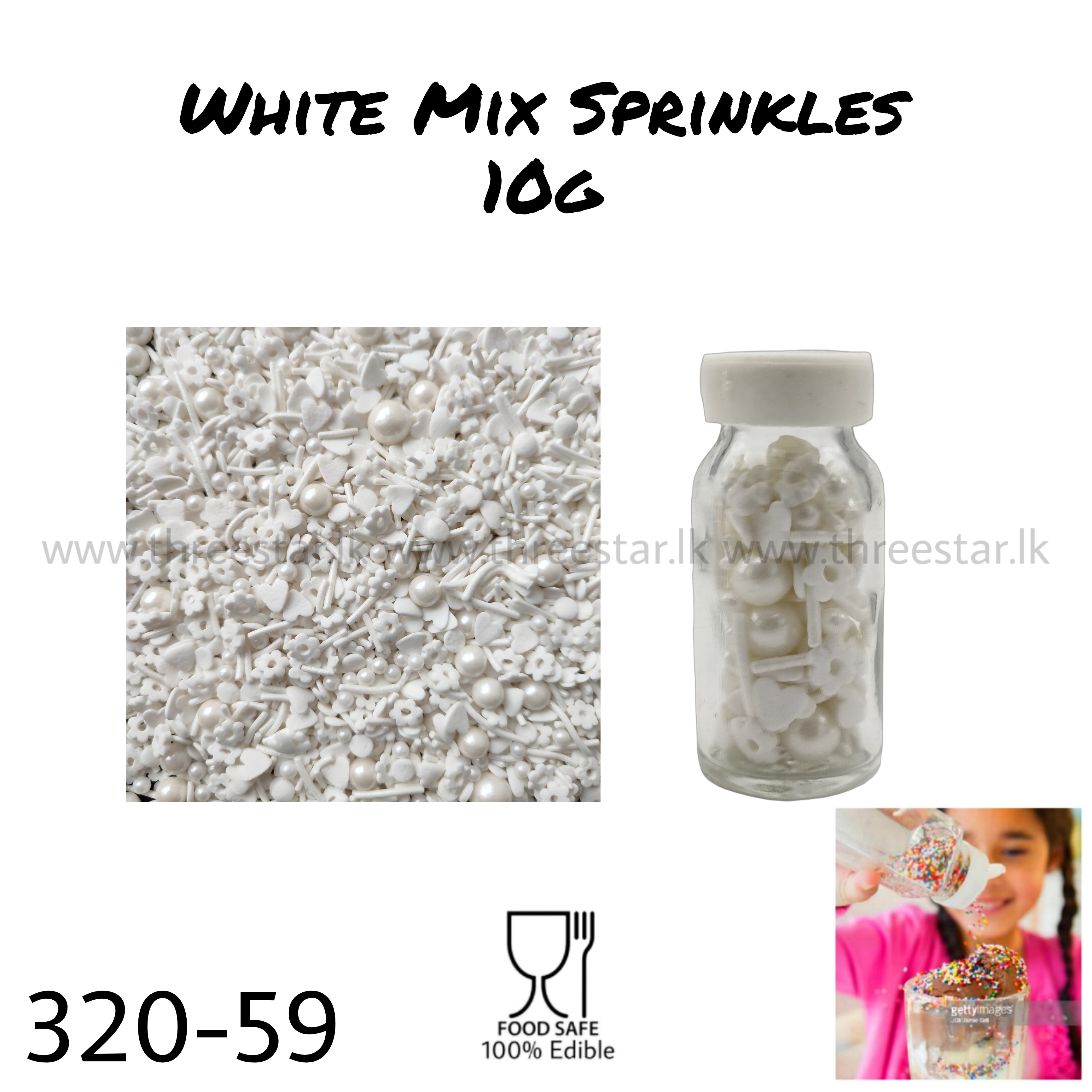 White Mix Sprinkles 10g