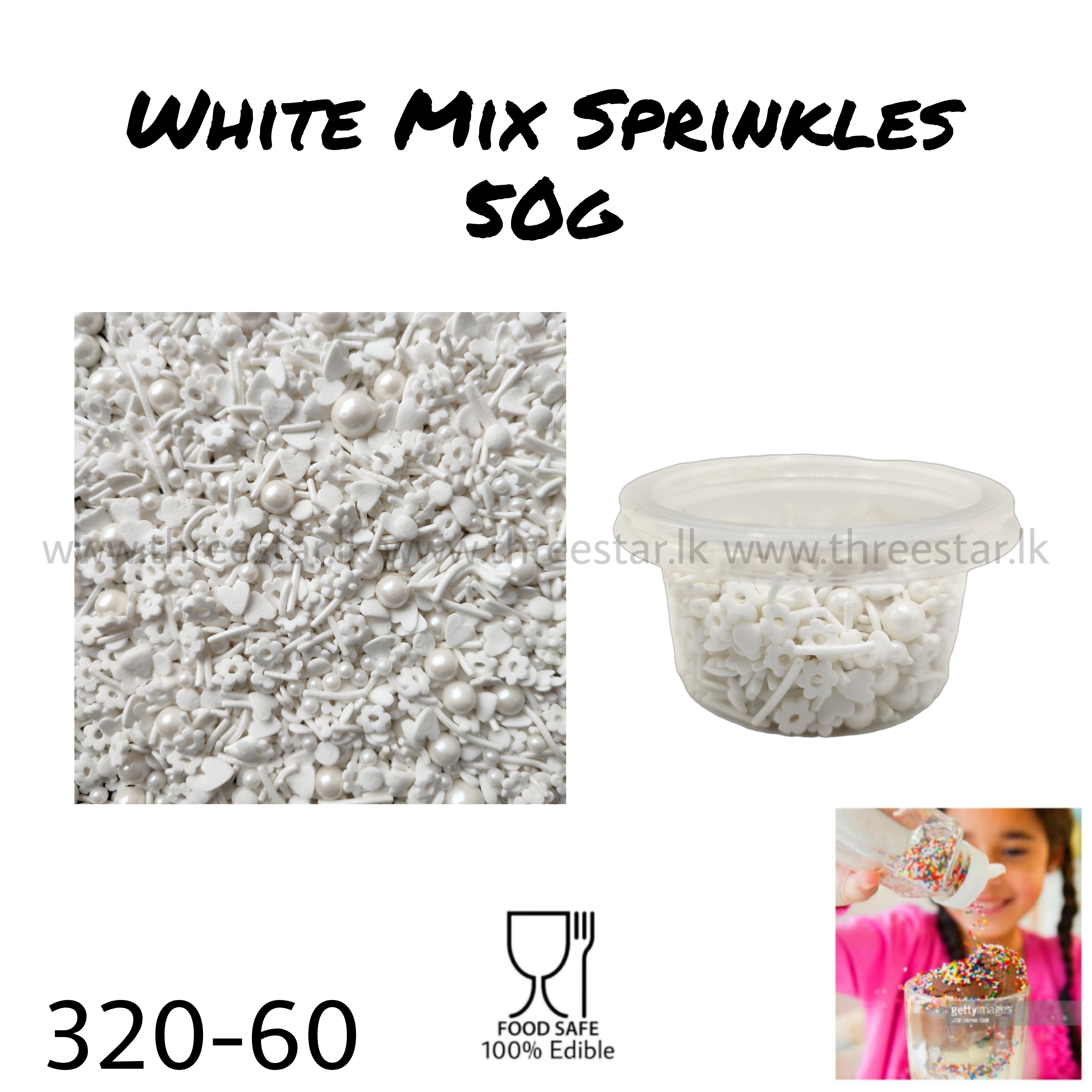 White Mix Sprinkles 50g