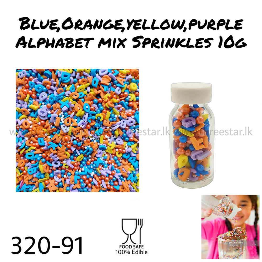 Blue, Orange, Yellow, Purple Alphabet Mix 10g