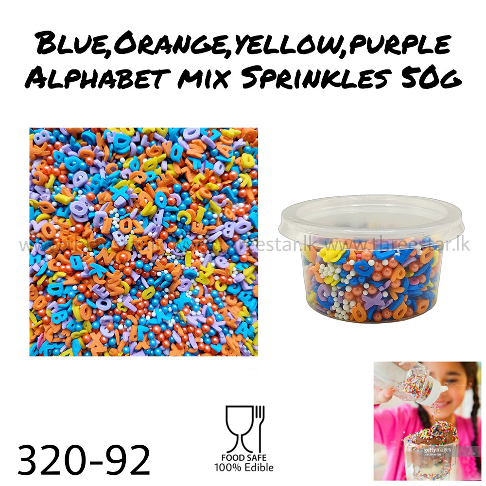 Blue, Orange, Yellow, Purple Alphabet Mix 50g