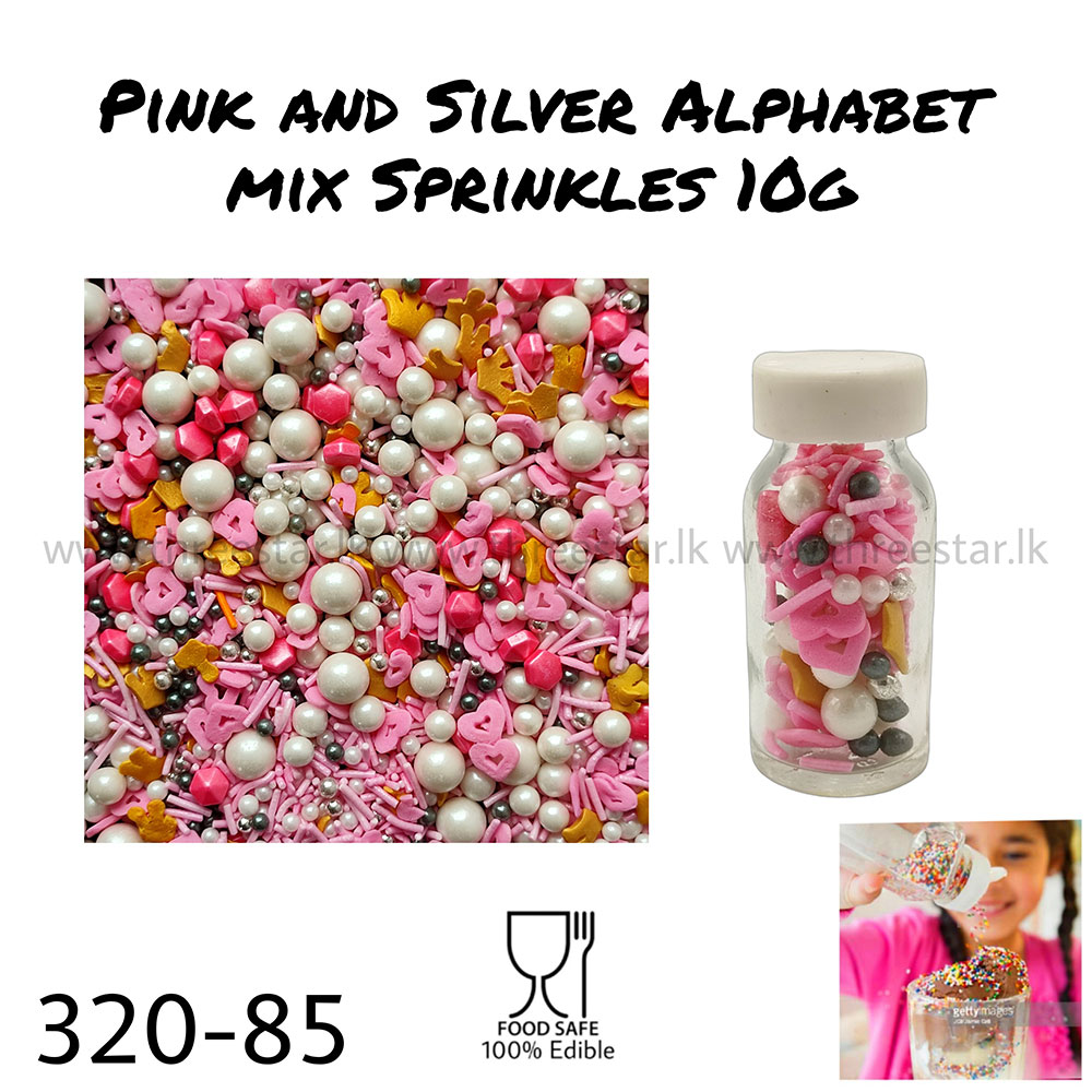 Pink and Silver Alphabet Mix 10g