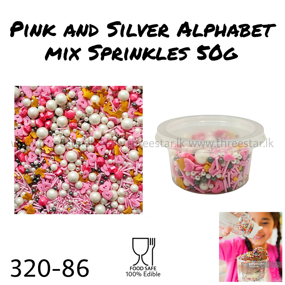 Pink and Silver Alphabet Mix 50g