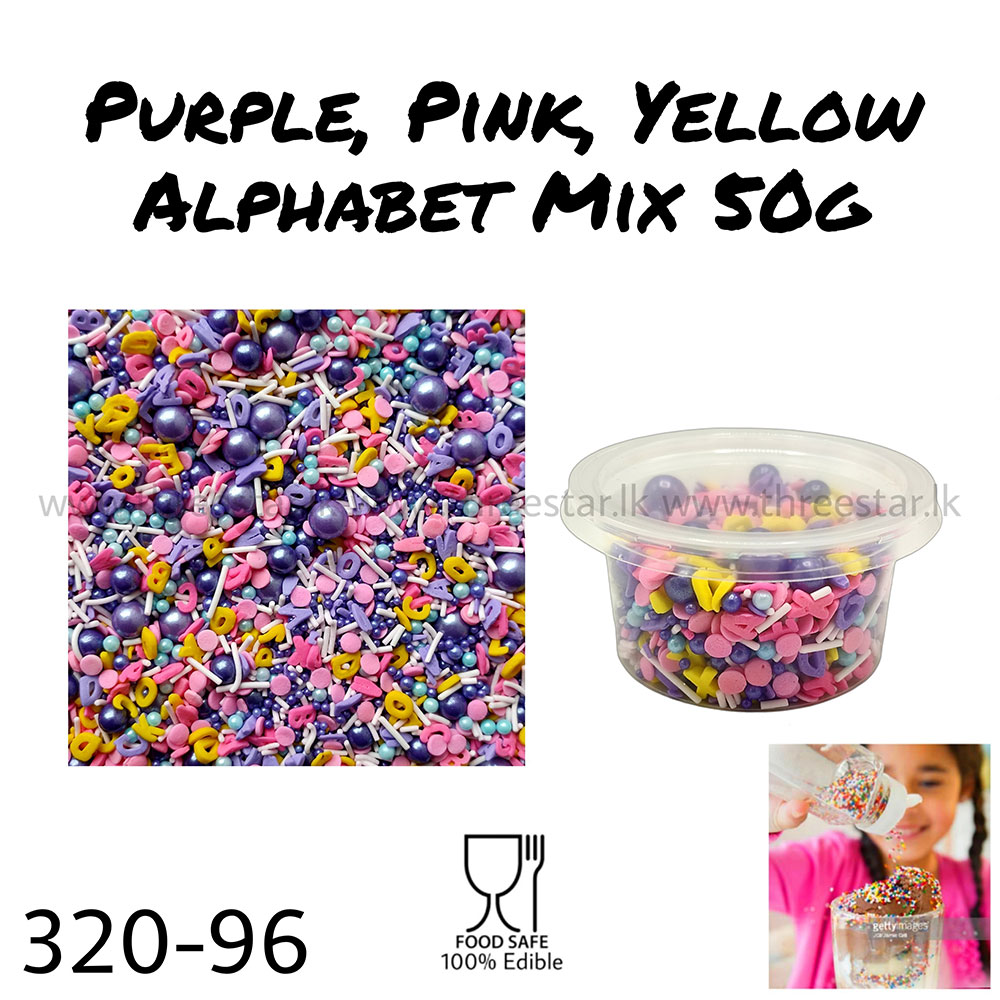 Purple, Pink and yellow Alphabet Mix 50g