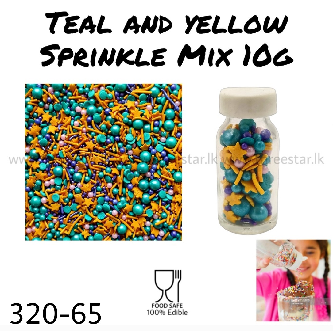 Teal and Yellow Sprinkle Mix 10g