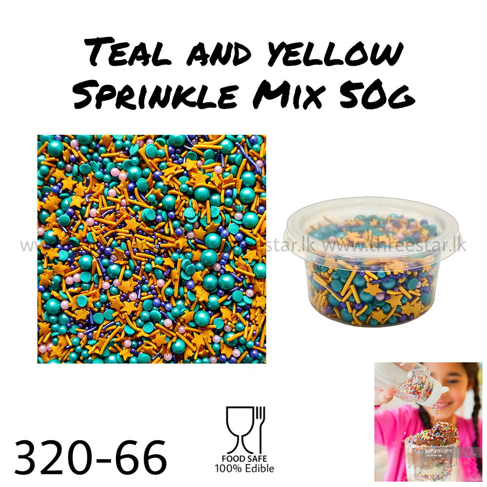 Teal and Yellow Sprinkle Mix 50g