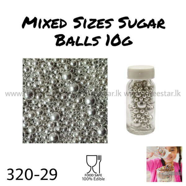 Mixed sizes Silver Sugar Balls 10g