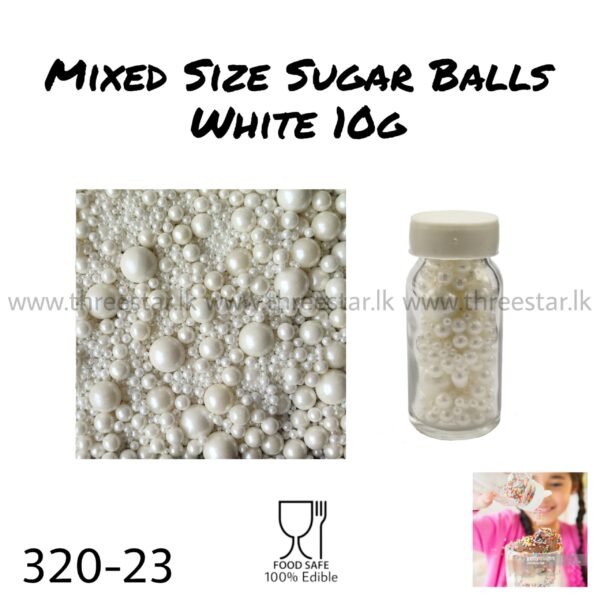 Mixed sizes White Sugar Balls 10g