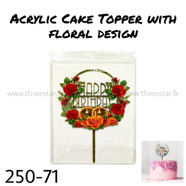 Acrylic Cake Topper with Floral Design 71