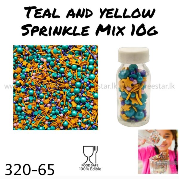 Teal and Yellow Sprinkle Mix 10g